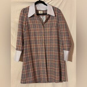 Tuckernuck Vintage Button-down preppy plaid shirt dress size Medium winterEUC